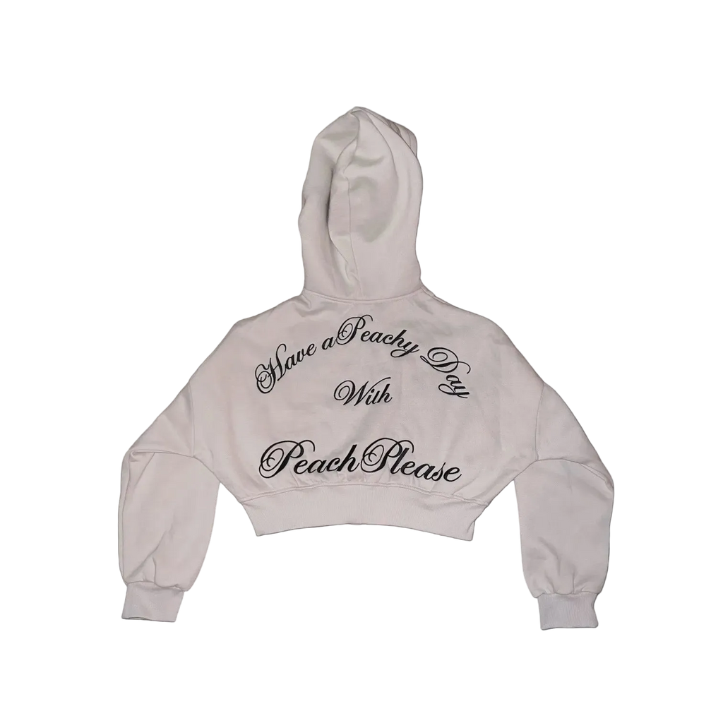 PeachBaddie Signature Jacket – Oat Milk with Black Embroidered