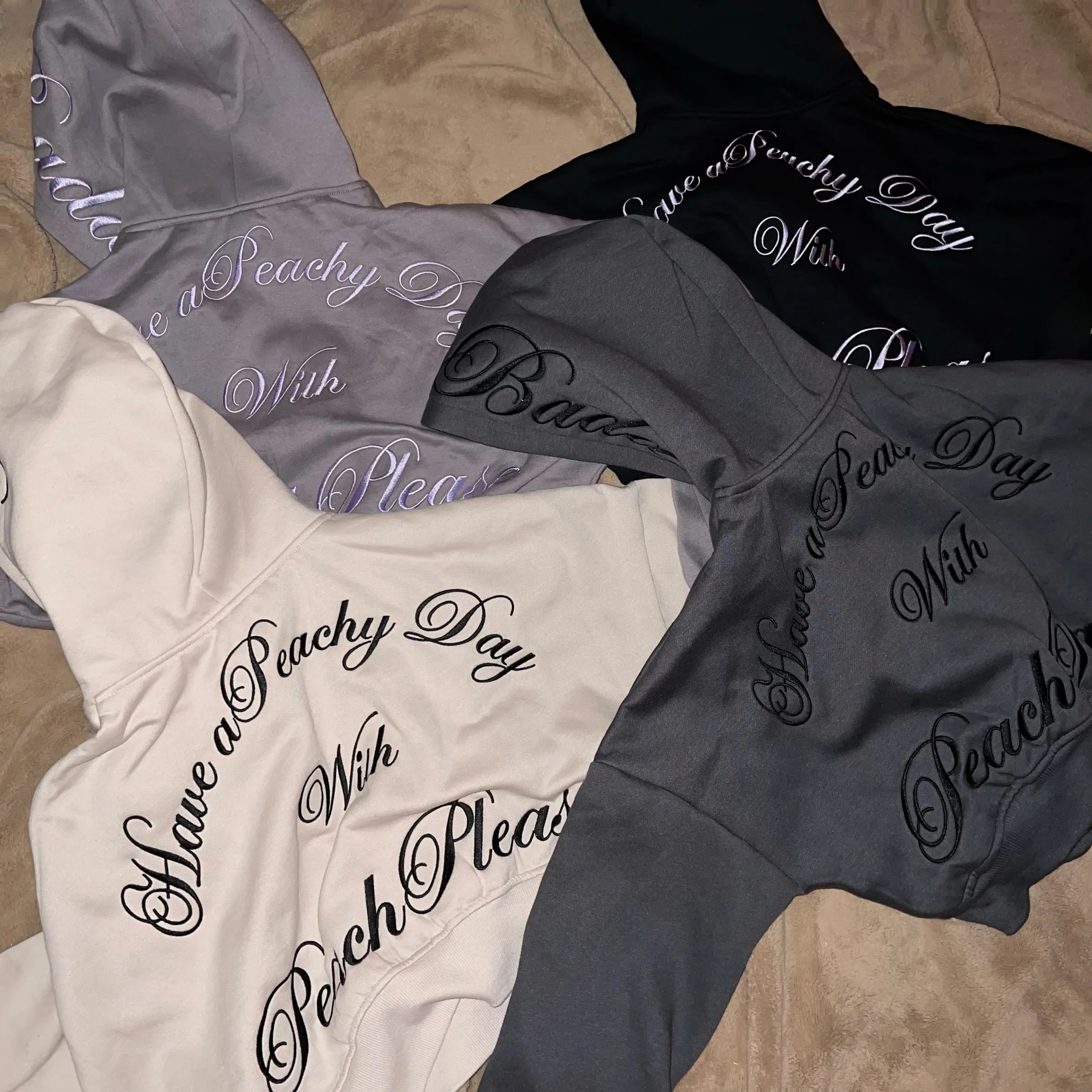 PeachBaddie Signature Embroidered Jacket – Light Grey