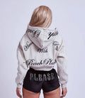 PeachBaddie Signature Jacket – Oat Milk with Black Embroidered