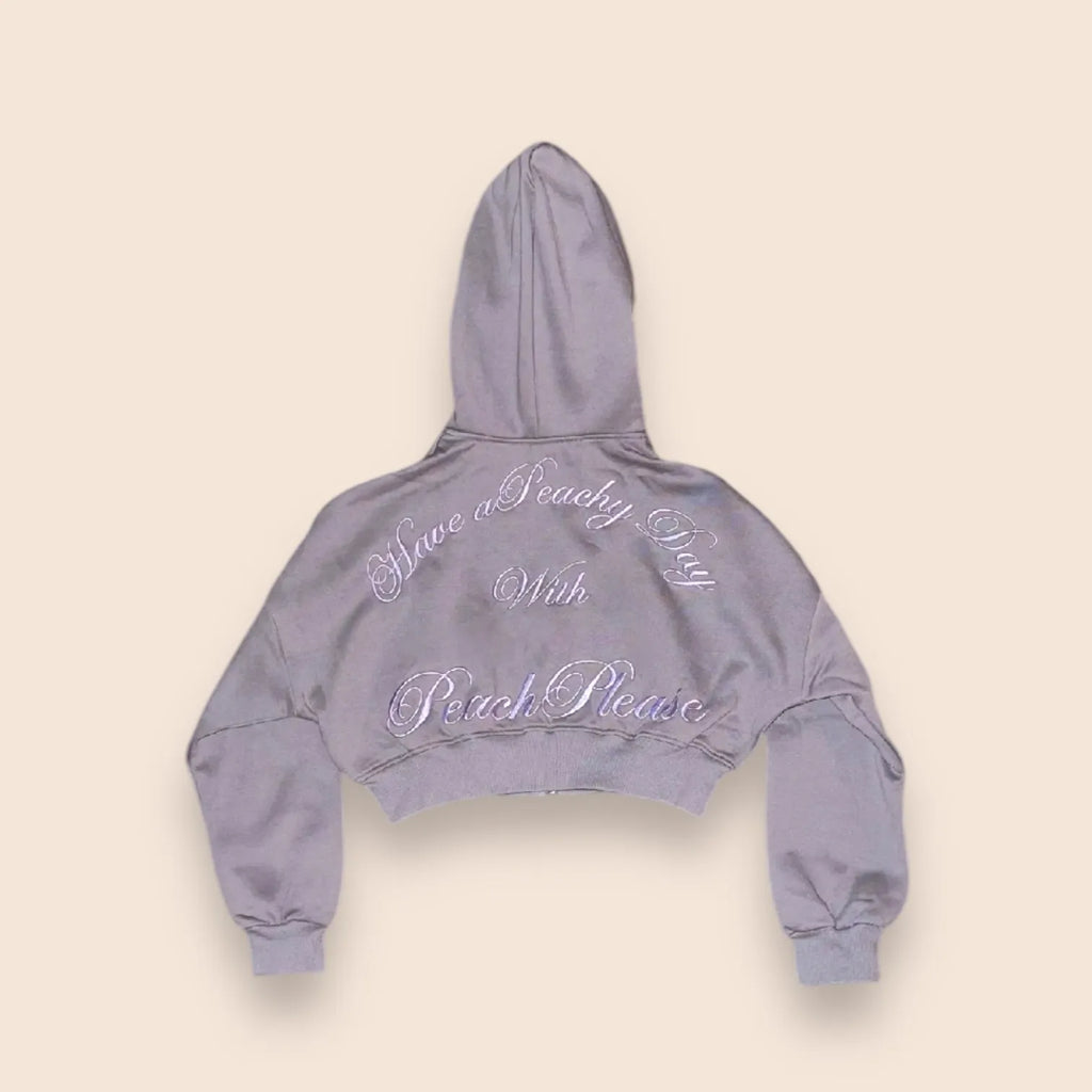 PeachBaddie Signature Embroidered Jacket – Light Grey