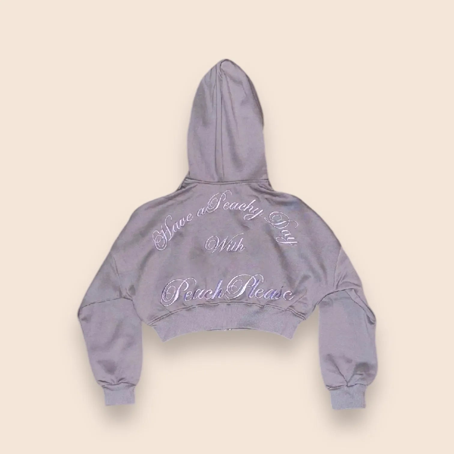 PeachBaddie Signature Embroidered Jacket – Light Grey