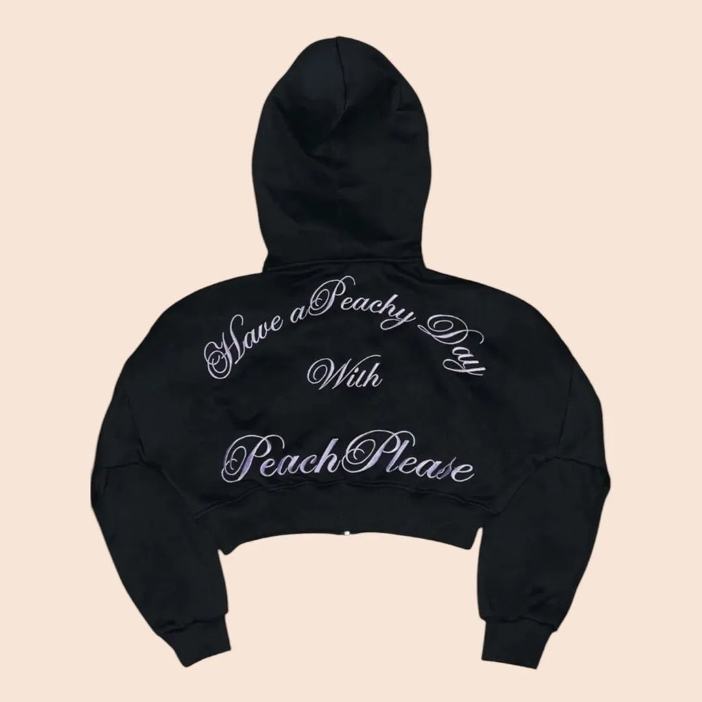 PeachBaddie Signature Embroidered Jacket – Classic Black