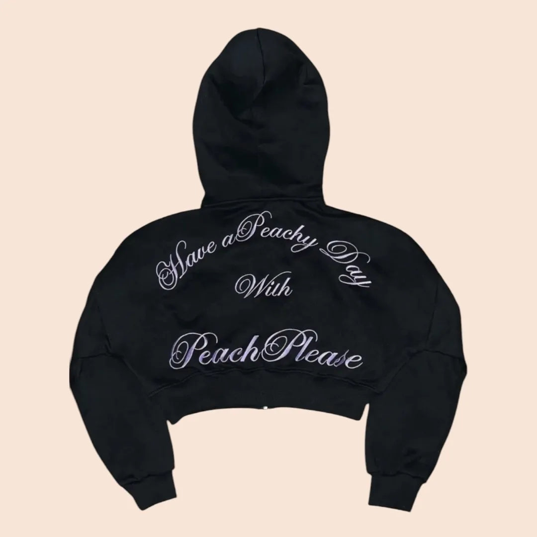 PeachBaddie Signature Embroidered Jacket – Classic Black